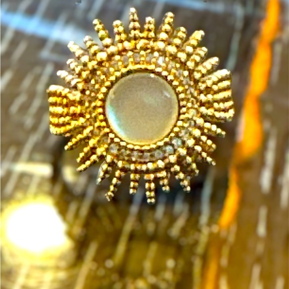 Celestial Sunburst 14K Plated with Mother of Pearl ring.  Shanghai Designer - Picture 5 of 11